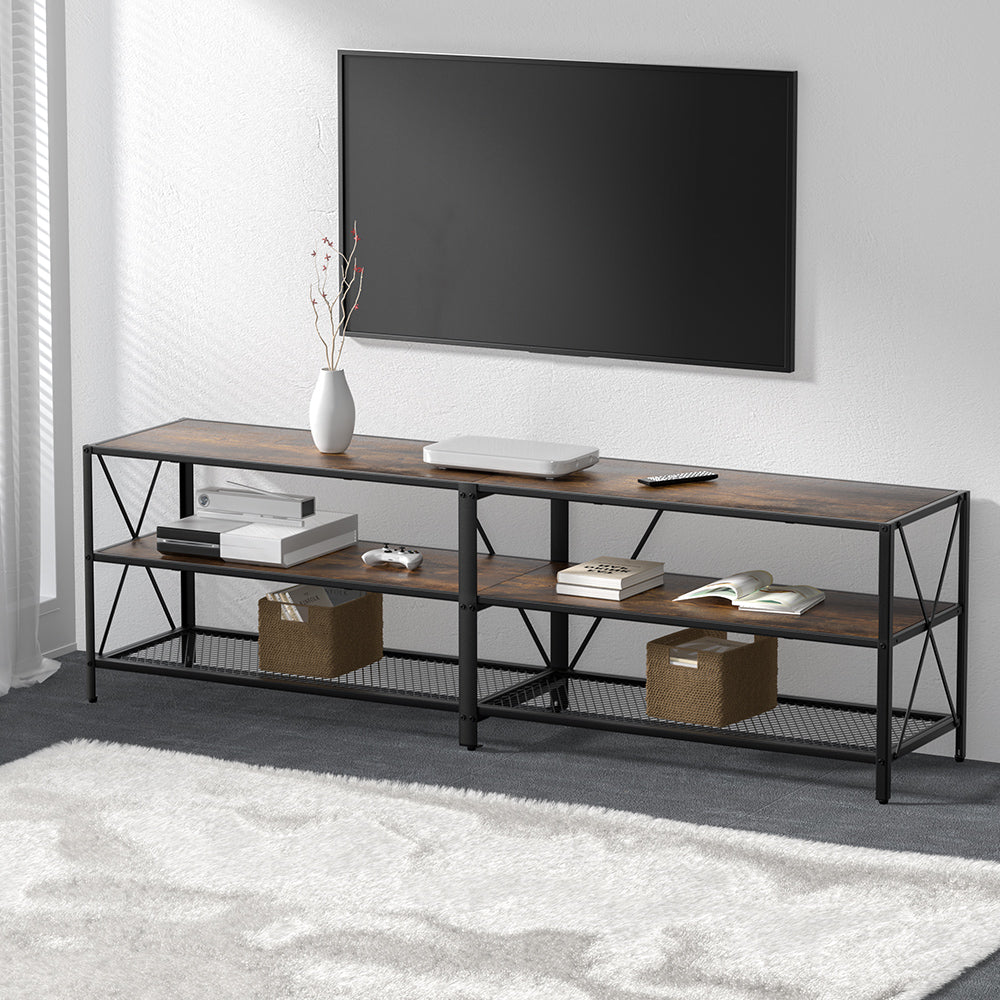 TV Units: Artiss Entertainment Unit TV Stand 3-tier Display Shelves Vintage Rustic Walnut