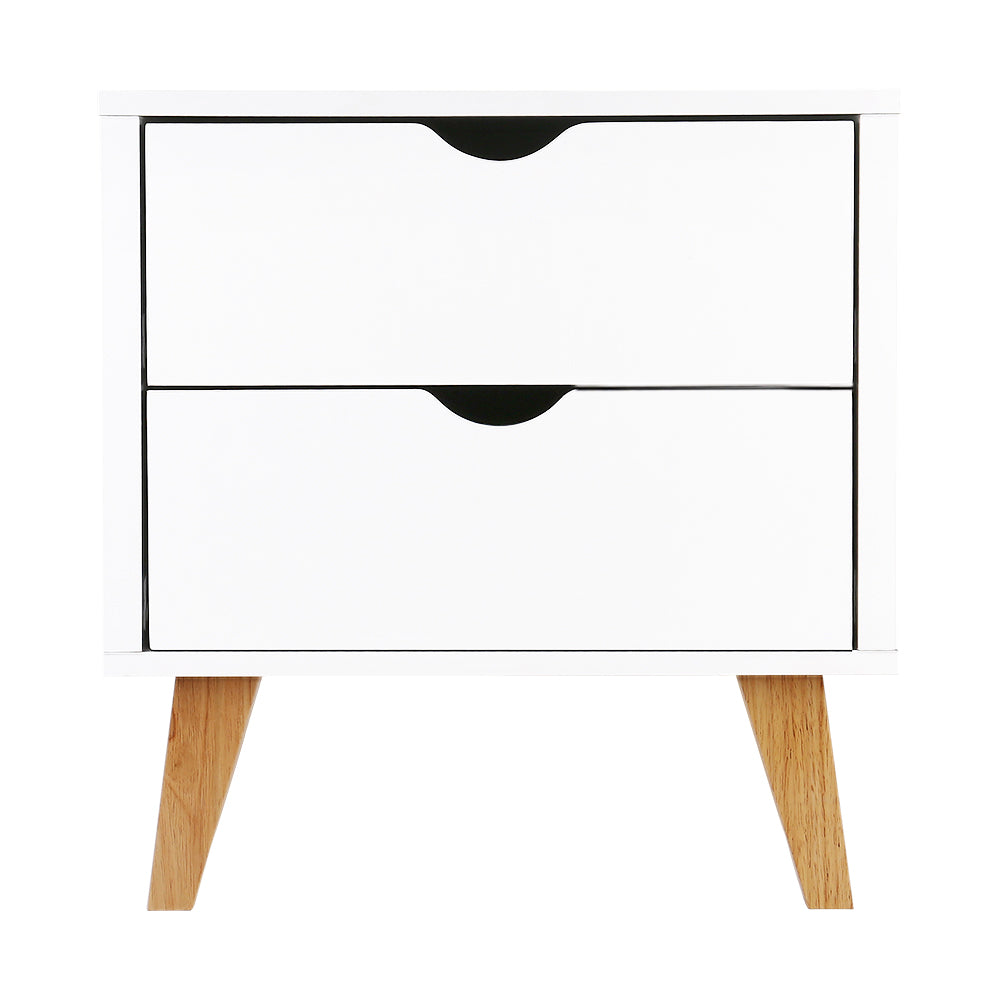 Bedside Tables: Artiss Bedside Table 2 Drawers - ANDERS White