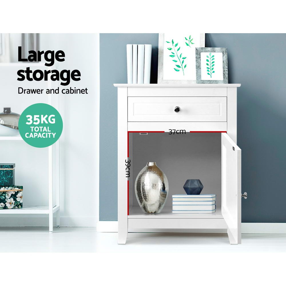 Bookcases & Shelves: Artiss Bedside Tables Side Table Drawers Nightstand White