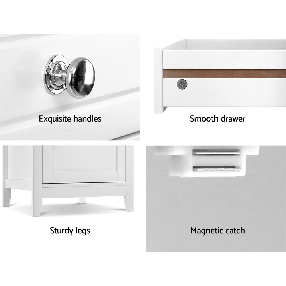 Bookcases & Shelves: Artiss Bedside Tables Side Table Drawers Nightstand White