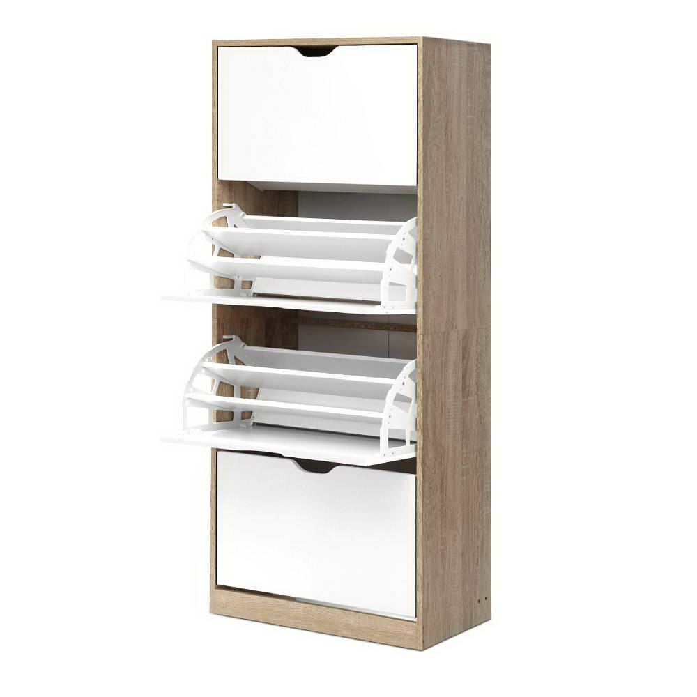 Shoe Storage: Artiss Shoe Rack Cabinet 60 Pairs 4-tier White Elen