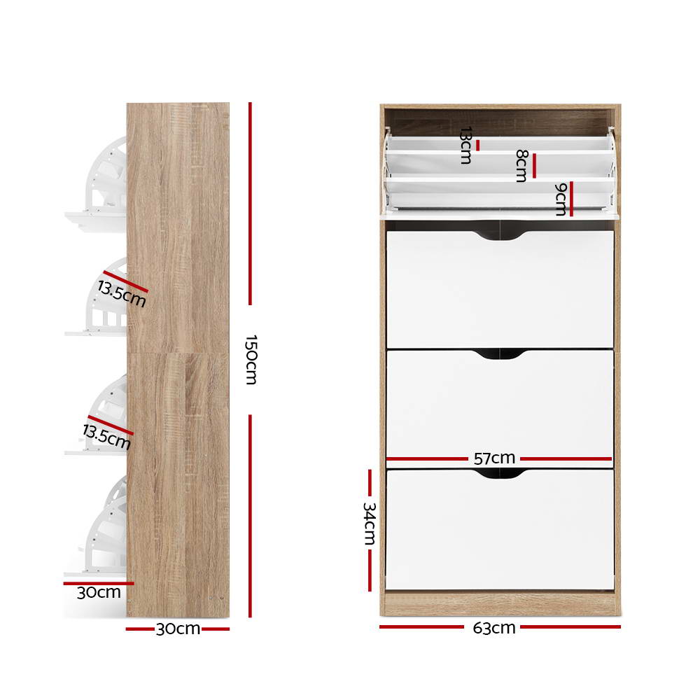 Shoe Storage: Artiss Shoe Rack Cabinet 60 Pairs 4-tier White Elen