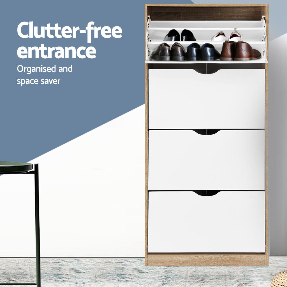 Shoe Storage: Artiss Shoe Rack Cabinet 60 Pairs 4-tier White Elen