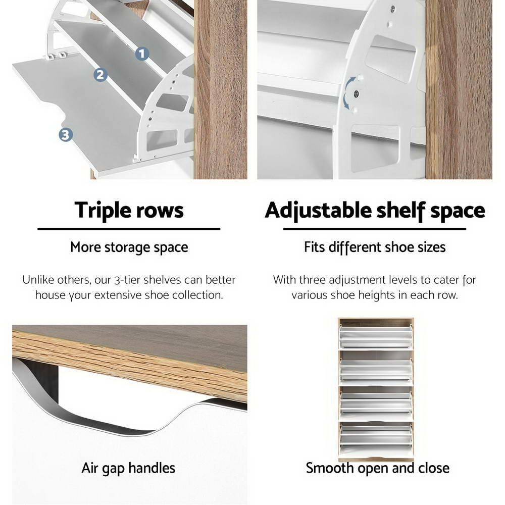 Shoe Storage: Artiss Shoe Rack Cabinet 60 Pairs 4-tier White Elen