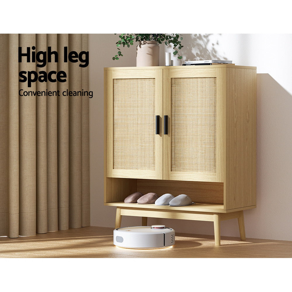Shoe Storage: Artiss Shoe Rack Cabinet Rattan 5-tier 20 Pairs Dani