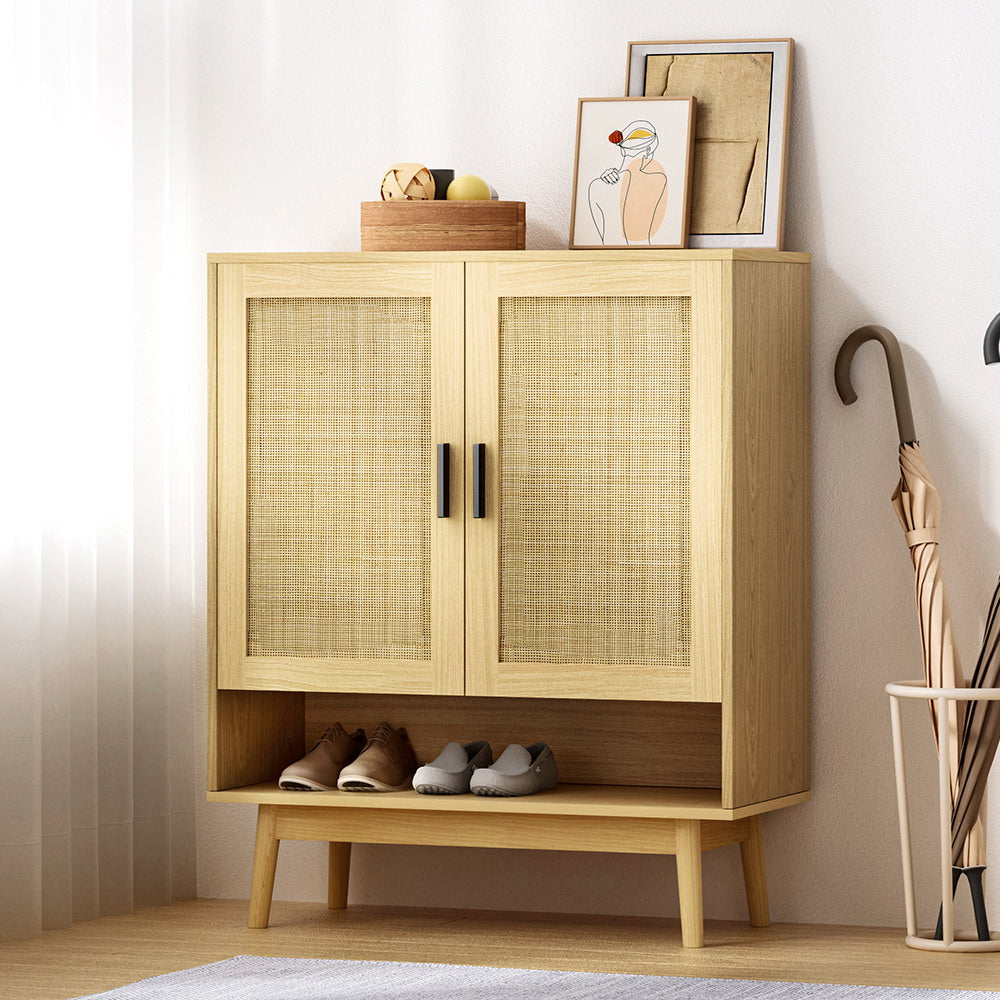 Shoe Storage: Artiss Shoe Rack Cabinet Rattan 5-tier 20 Pairs Dani