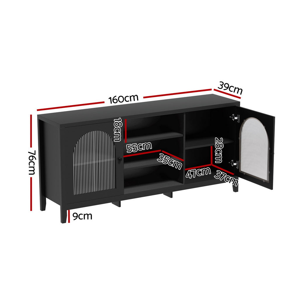 Buffets & Sideboards: Artiss Buffet Sideboard Shelves Double Doors - Black