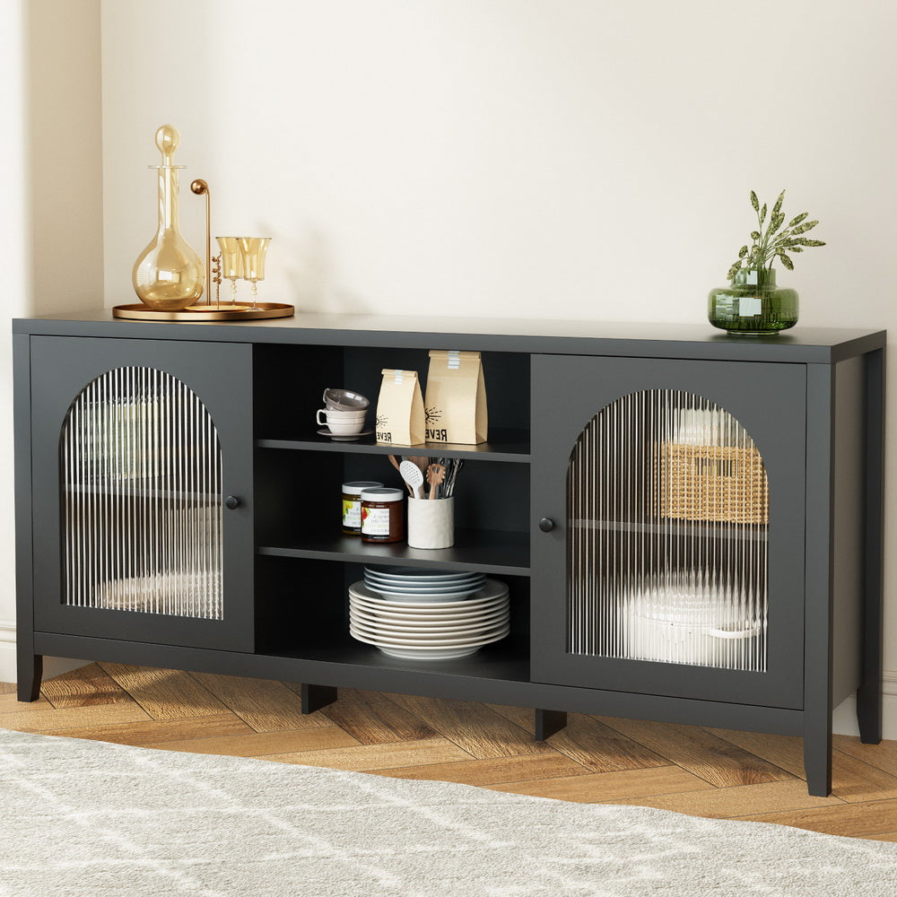 Buffets & Sideboards: Artiss Buffet Sideboard Shelves Double Doors - Black