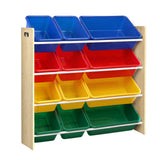 Kid's Bookcases & Shelves: Keezi Kids Toy Box 12 Bins Bookshelf Organiser Children Storage Rack