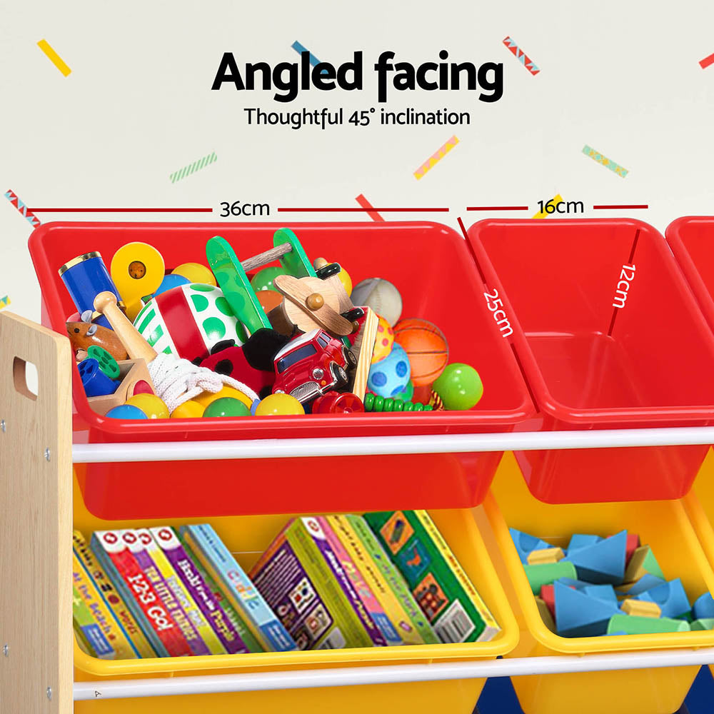 Kid's Bookcases & Shelves: Keezi Kids Toy Box 12 Bins Bookshelf Organiser Children Storage Rack