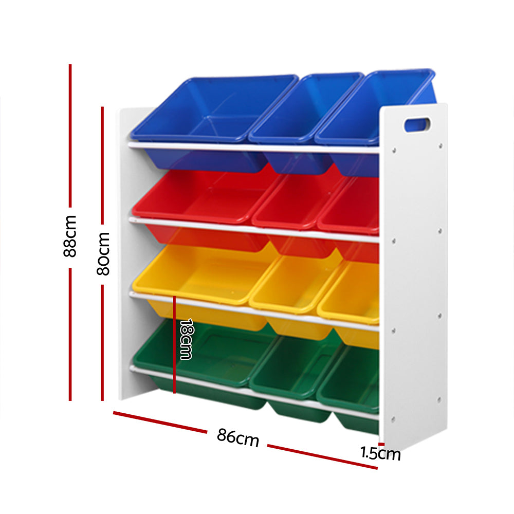 Kid's Bookcases & Shelves: Keezi Kids Toy Box 12 Bins Bookshelf Organiser Children Storage Rack