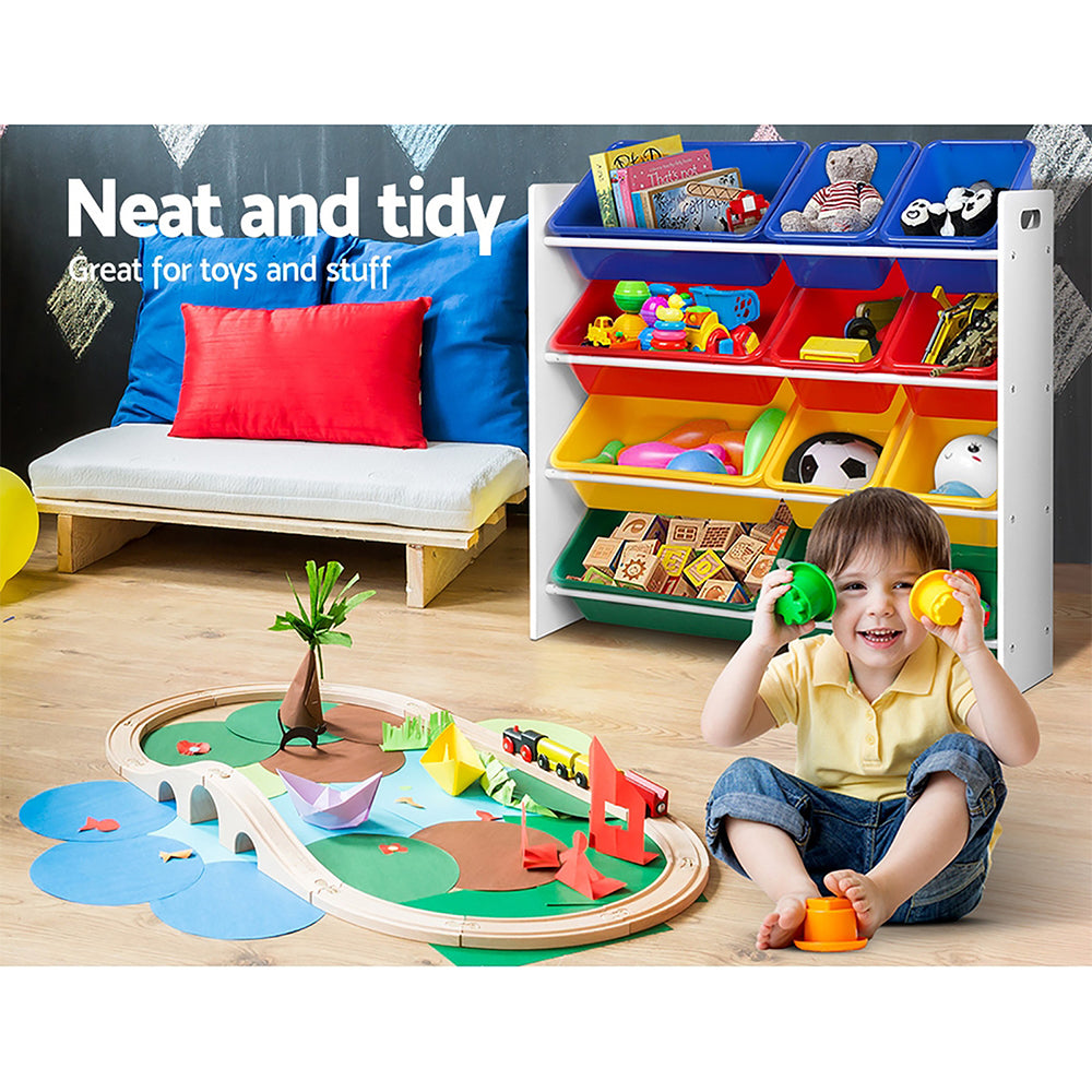 Kid's Bookcases & Shelves: Keezi Kids Toy Box 12 Bins Bookshelf Organiser Children Storage Rack