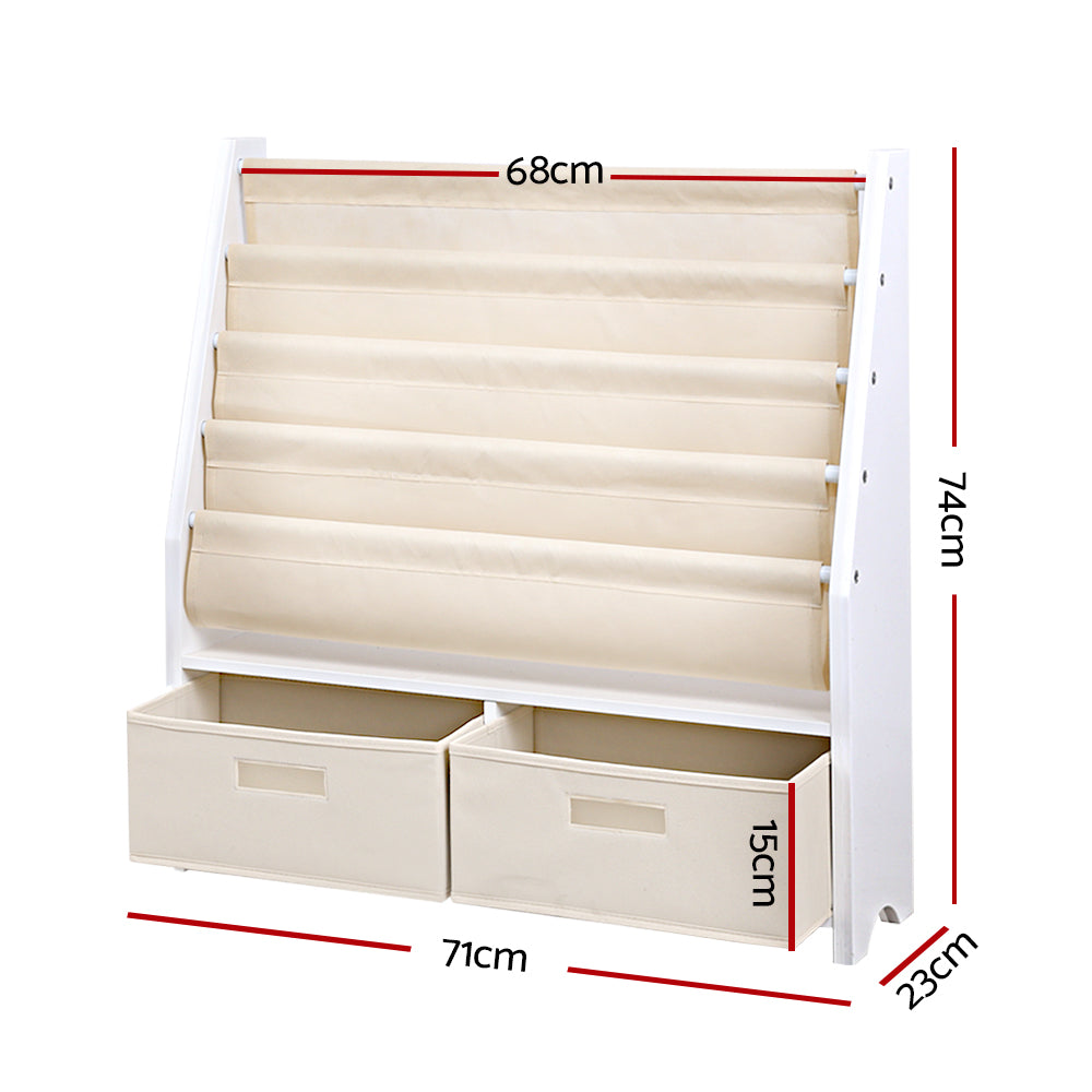 Kid's Bookcases & Shelves: Keezi 4 Tiers Kids Bookshelf Magazine Rack Children Bookcase Organiser Drawer