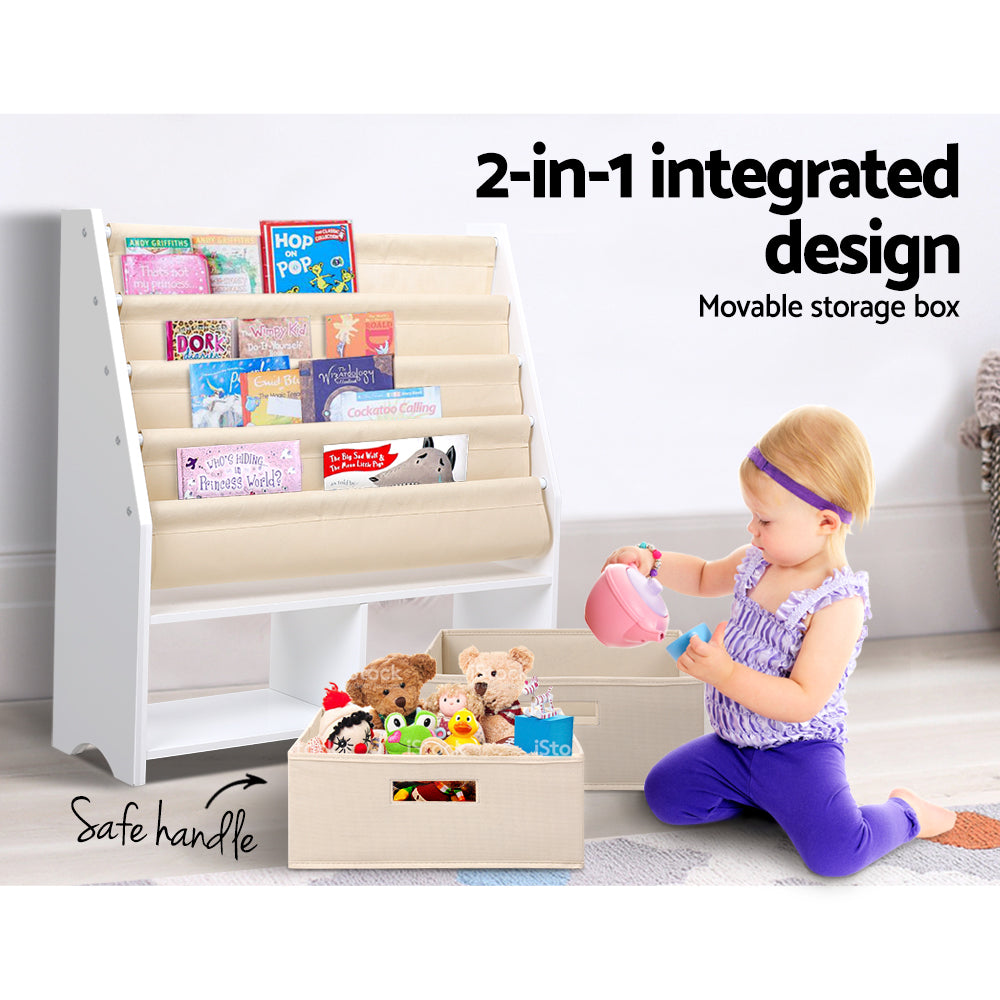 Kid's Bookcases & Shelves: Keezi 4 Tiers Kids Bookshelf Magazine Rack Children Bookcase Organiser Drawer