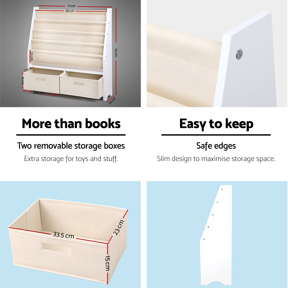 Kid's Bookcases & Shelves: Keezi 4 Tiers Kids Bookshelf Magazine Rack Children Bookcase Organiser Drawer