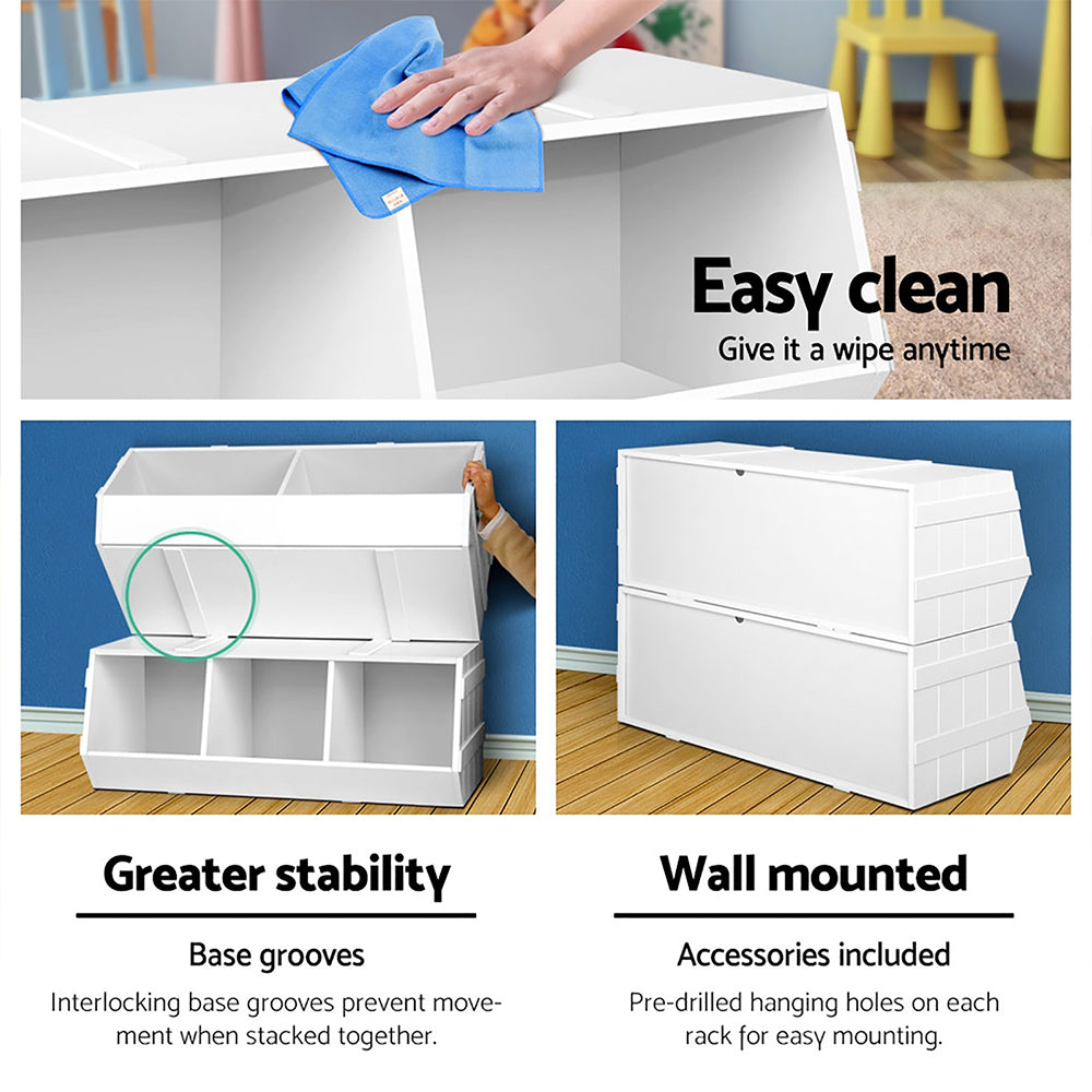 Kid's Bookcases & Shelves: Keezi Kids Toy Box Bookshelf Storage Bookcase Organiser Display Stackable