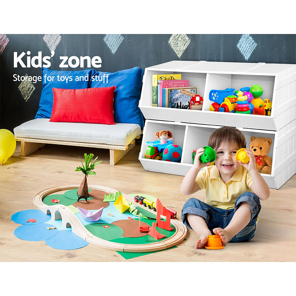 Kid's Bookcases & Shelves: Keezi Kids Toy Box Bookshelf Storage Bookcase Organiser Display Stackable