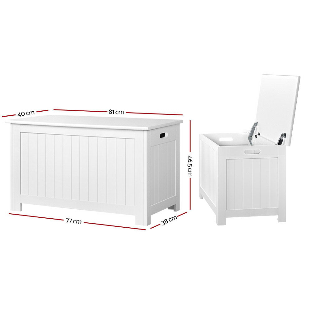 Toy Boxes: Keezi Kids Toy Box Chest Storage Blanket Children Clothes Room Organiser White