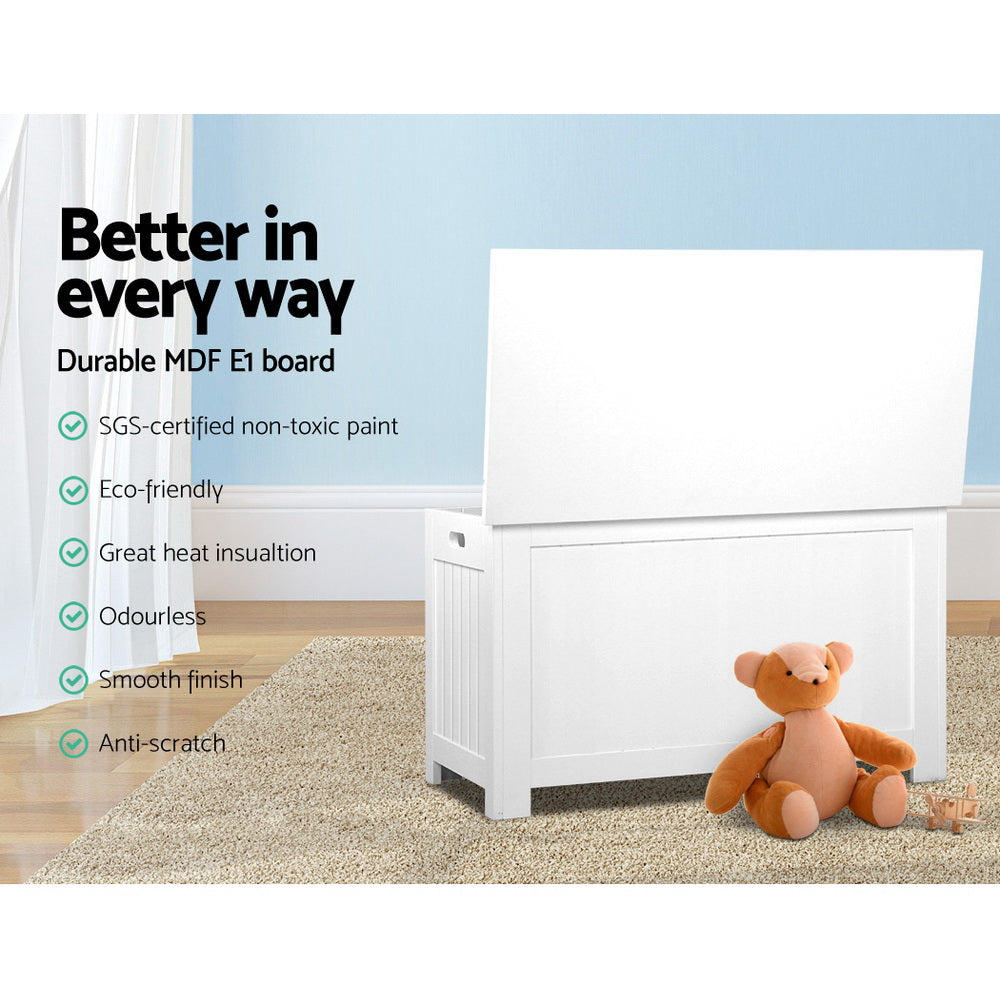 Toy Boxes: Keezi Kids Toy Box Chest Storage Blanket Children Clothes Room Organiser White