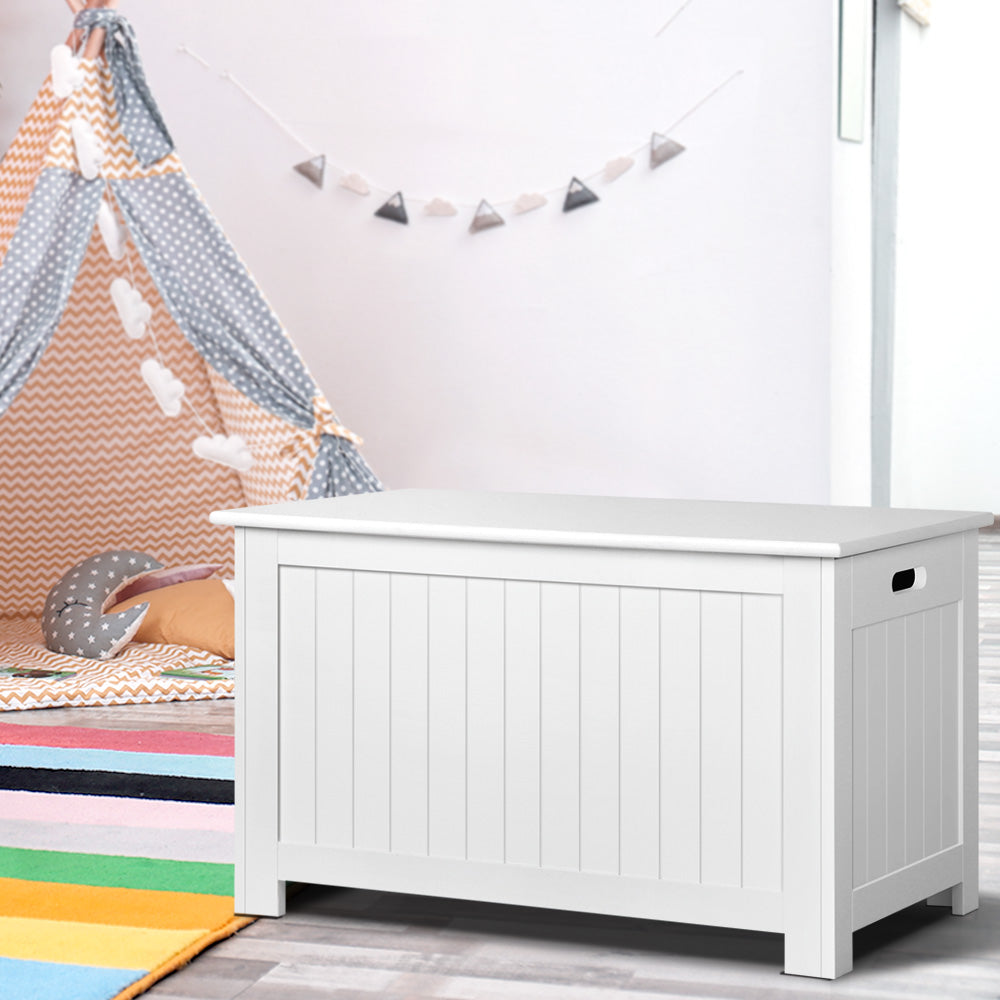 Toy Boxes: Keezi Kids Toy Box Chest Storage Blanket Children Clothes Room Organiser White