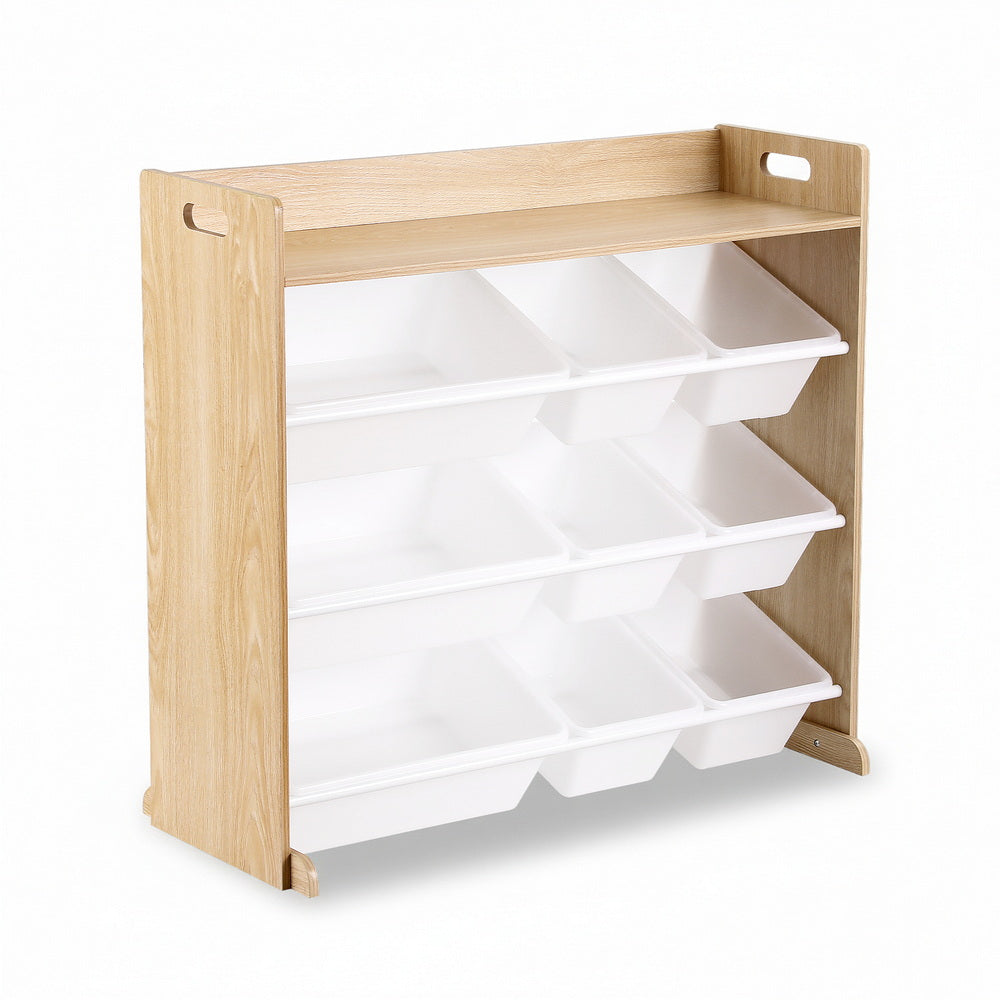 Toy Boxes: Keezi Kids Toy Box 9 Bins Bookshelf Organiser Display Shelf Storage Rack Wooden