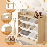 Toy Boxes: Keezi Kids Toy Box 9 Bins Bookshelf Organiser Display Shelf Storage Rack Wooden