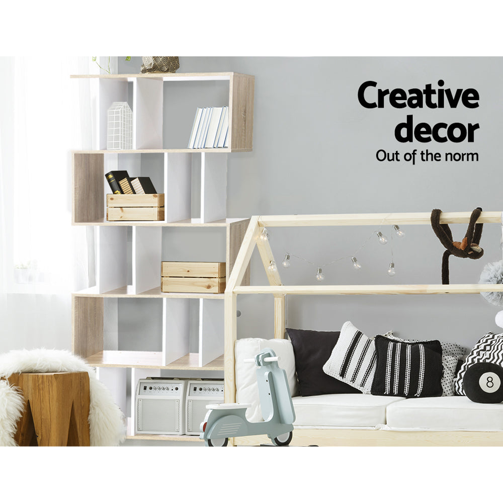 Bookcases & Shelves: Artiss Bookshelf 5 Tiers - RITA White and Oak