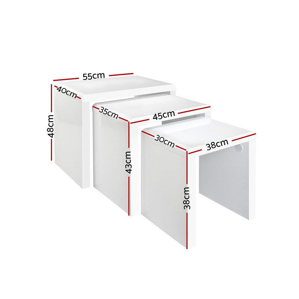 Coffee Tables: Artiss Nesting Coffee Table Set of 3 Glossy White