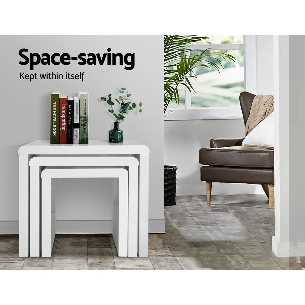Coffee Tables: Artiss Nesting Coffee Table Set of 3 Glossy White