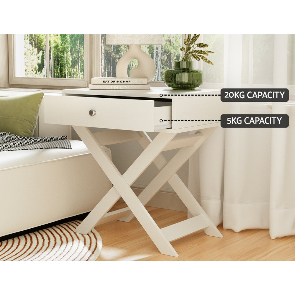 Bedside Tables: Artiss Bedside Table Drawers Side Table Storage Cabinet Nightstand White QARA