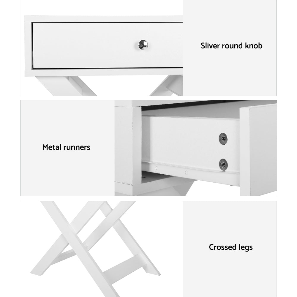 Bedside Tables: Artiss Bedside Table Drawers Side Table Storage Cabinet Nightstand White QARA