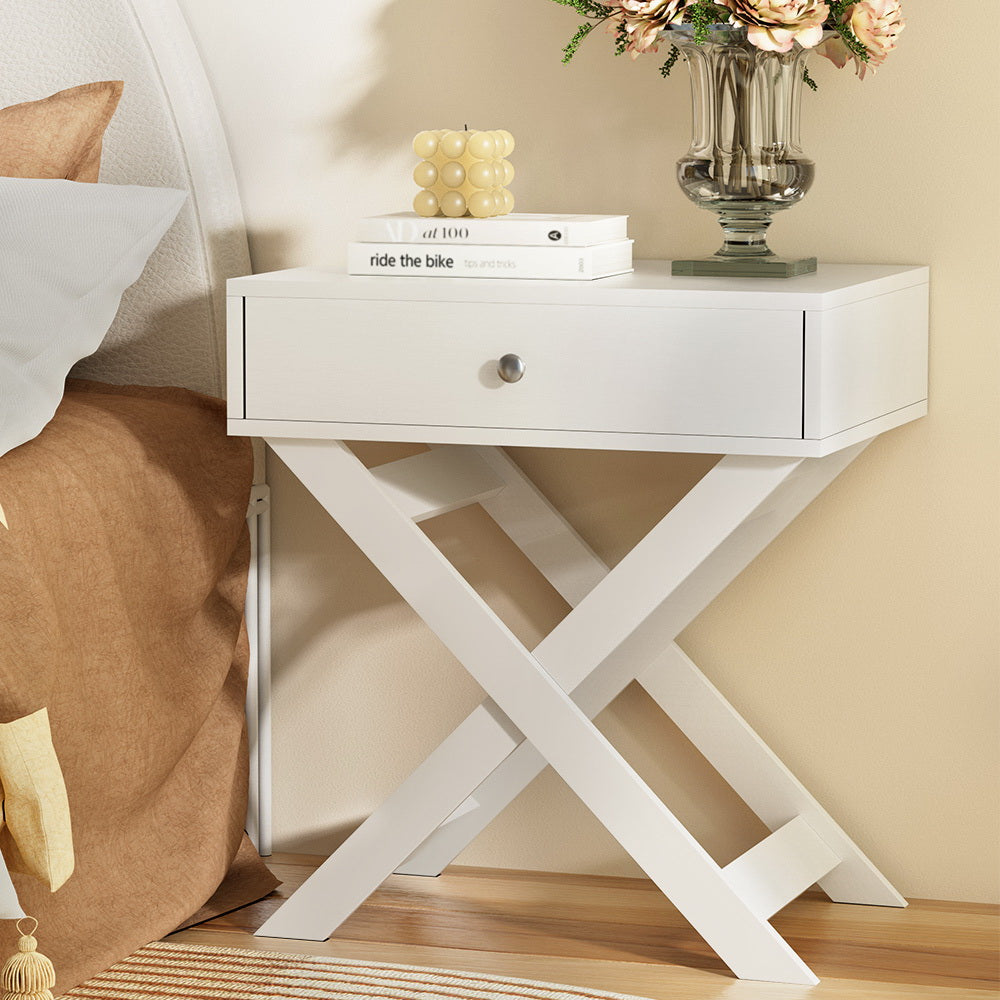 Bedside Tables: Artiss Bedside Table Drawers Side Table Storage Cabinet Nightstand White QARA