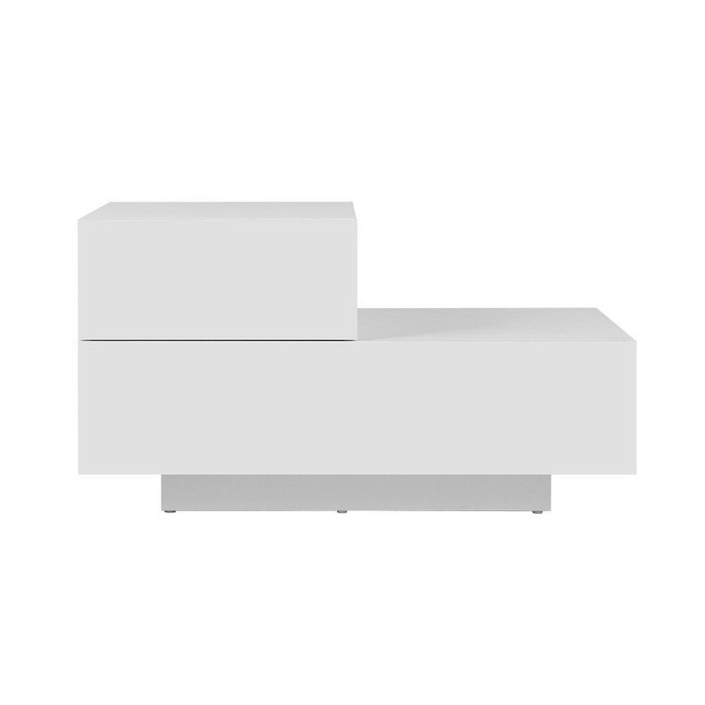 Bedside Tables: Artiss Bedside Tables LED 2 Drawers - REMI White