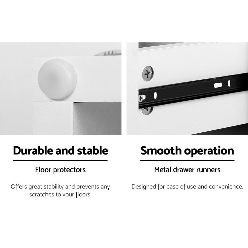 Bedside Tables: Artiss Bedside Tables LED 2 Drawers - REMI White