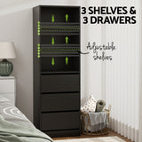 Dressers: Artiss 3 Chest of Drawers Tallboy Cabinet Black