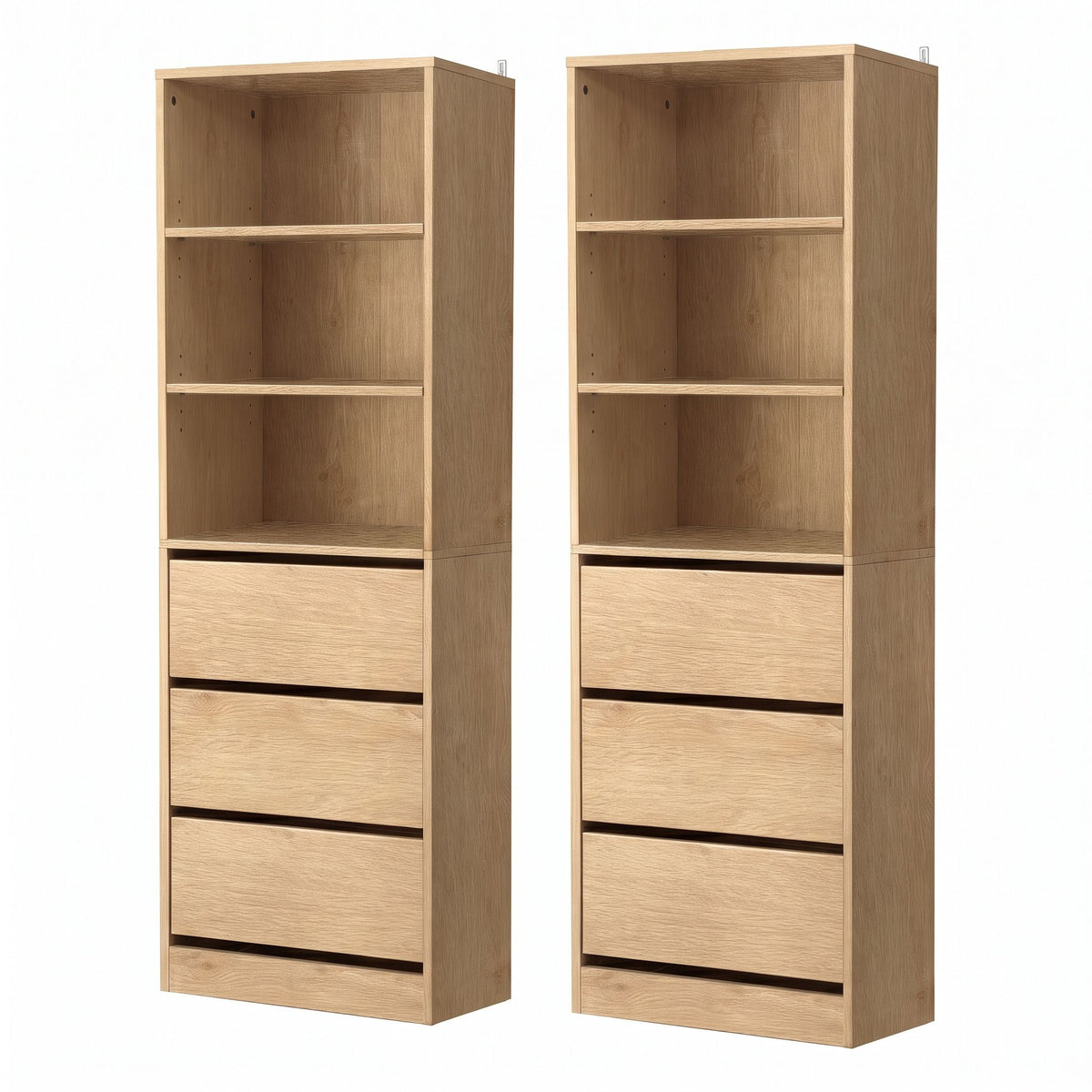 Artiss 2x Chest of 3 Drawers Tallboy Cabinet Pine