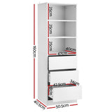 Dressers: Artiss 3 Chest of Drawers Tallboy Cabinet White