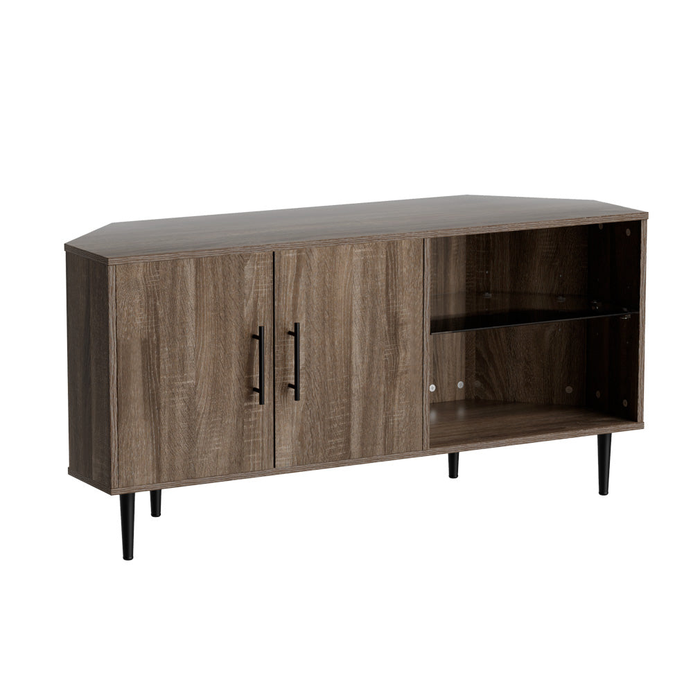 TV Units: Artiss Corner Entertainment Unit Stand TV Cabinet Open Storage Shelf 120CM