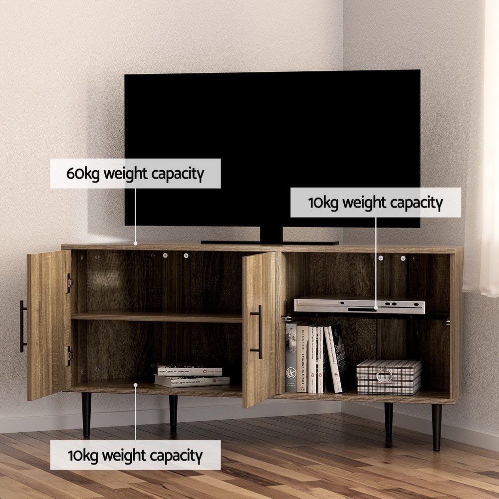 TV Units: Artiss Corner Entertainment Unit Stand TV Cabinet Open Storage Shelf 120CM