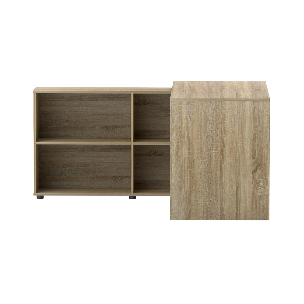 Desks: Artiss Computer Desk Bookshelf Oak 130CM