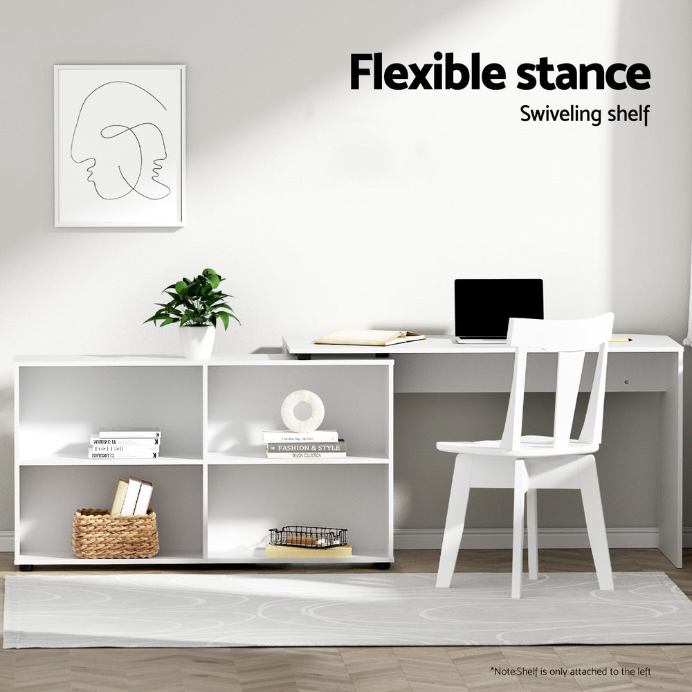 Desks: Artiss Computer Desk Bookshelf White 130CM
