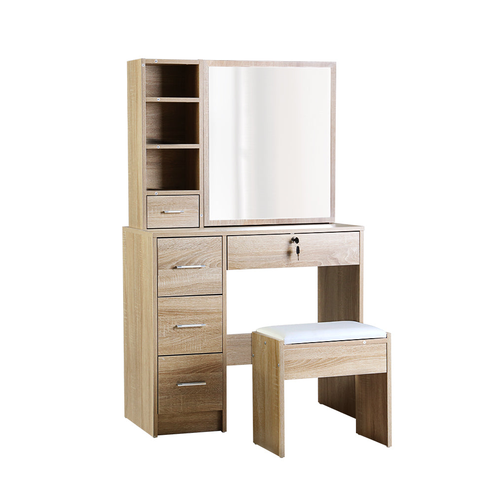 Dressing Vanity & Dressing Tables: Artiss Dressing Table Stool Set Sliding Mirror Oak Diane