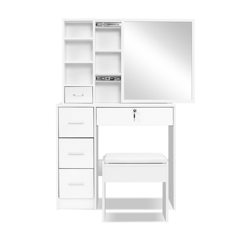 Dressing Vanity & Dressing Tables: Artiss Dressing Table Stool Set Sliding Mirror White Diane