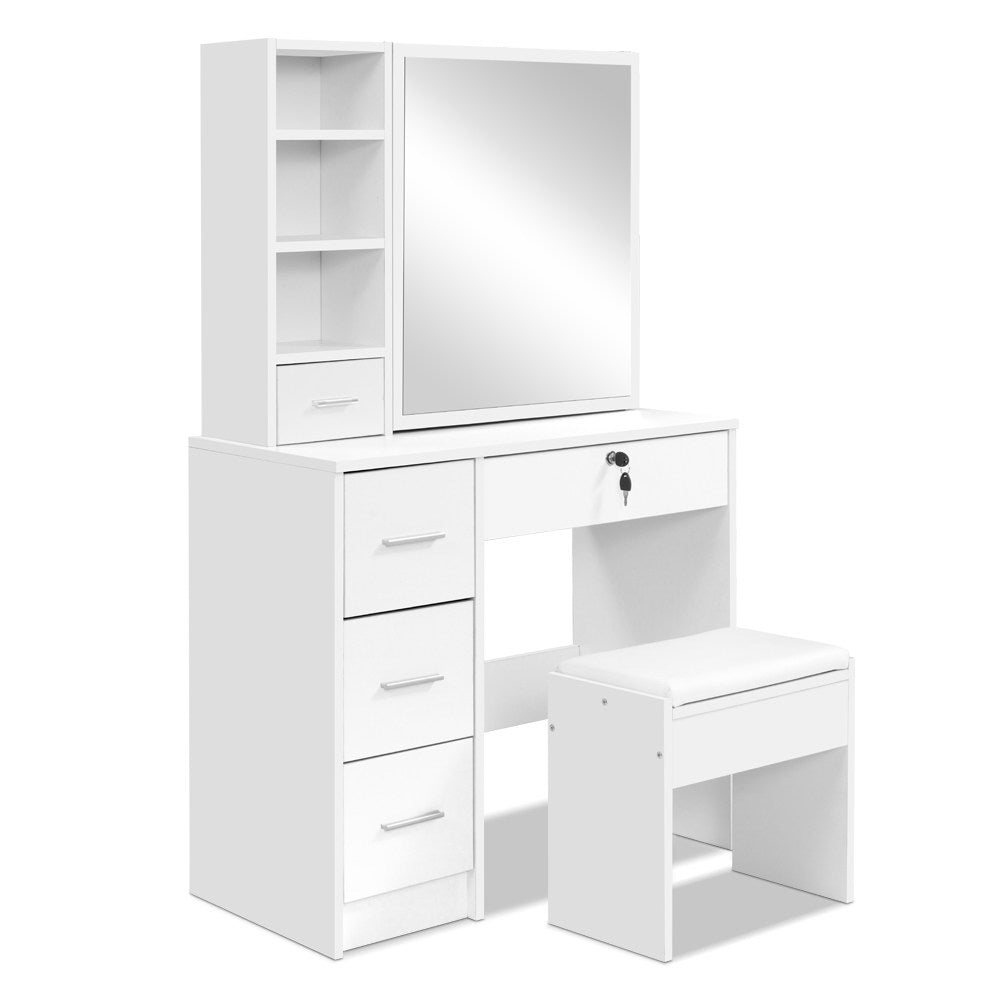 Dressing Vanity & Dressing Tables: Artiss Dressing Table Stool Set Sliding Mirror White Diane