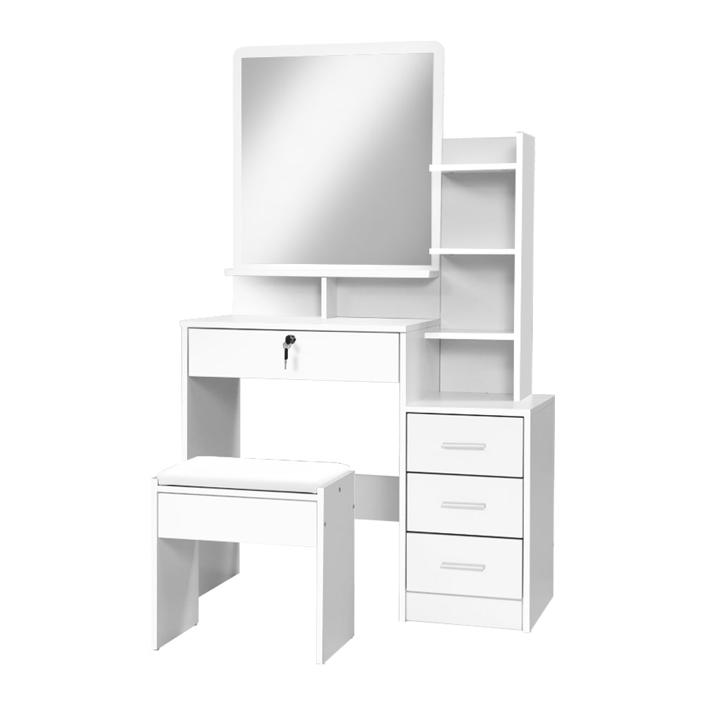 Dressing Vanity & Dressing Tables: Artiss Dressing Table Stool Set 4 Drawers White