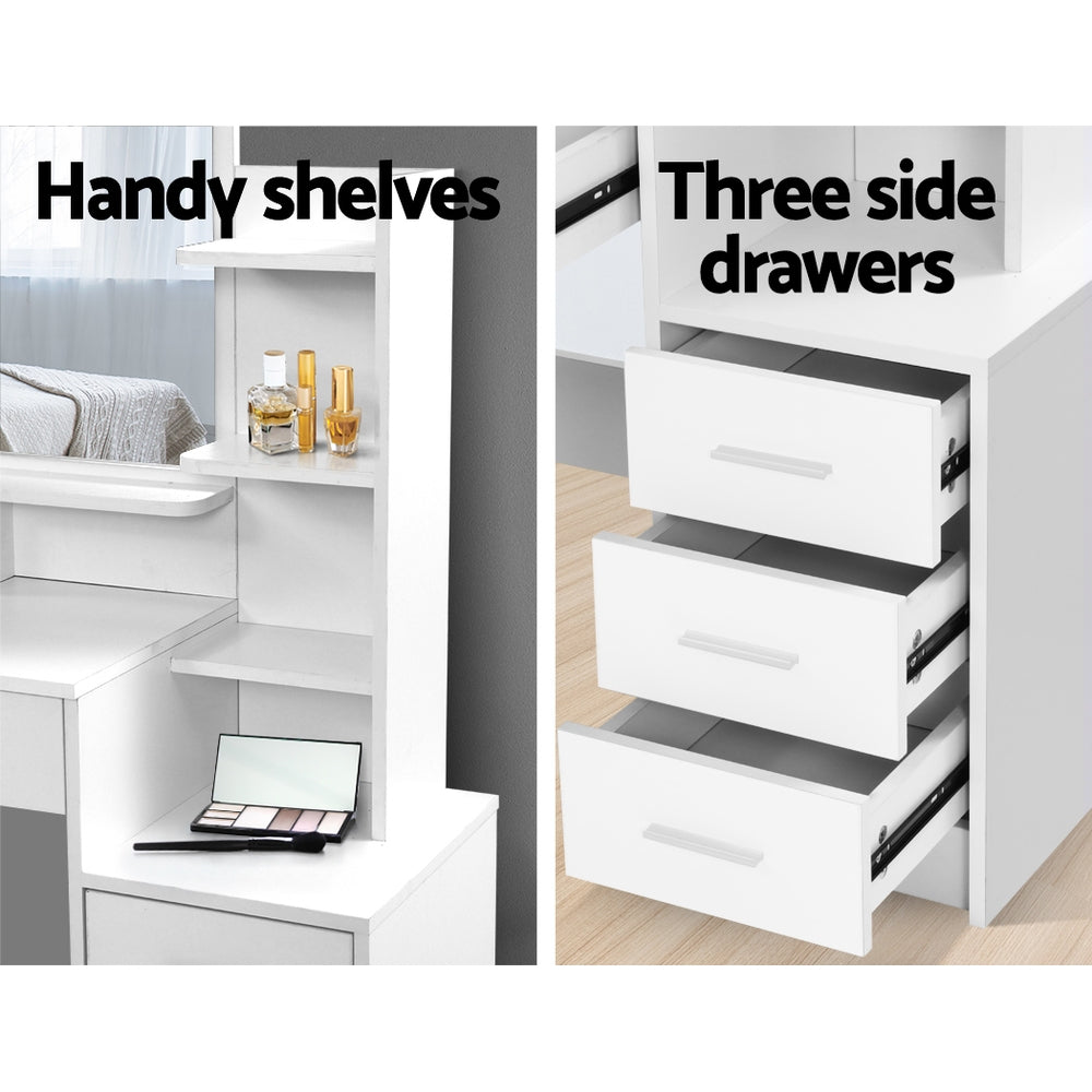 Dressing Vanity & Dressing Tables: Artiss Dressing Table Stool Set 4 Drawers White