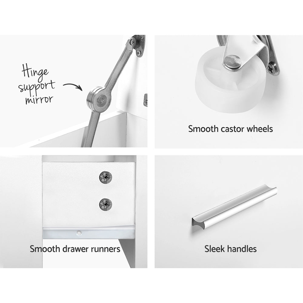 Dressing Vanity & Dressing Tables: Artiss 2-in-1 Dressing Table Stool Set Bedside Table White
