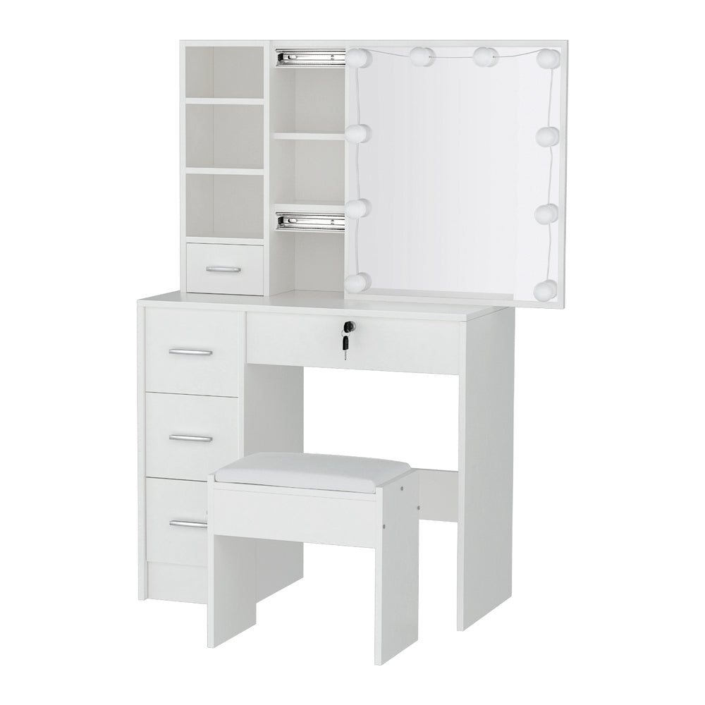 Dressing Vanity & Dressing Tables: Artiss Dressing Table Set Stool 10 Led Bulbs White Dylan