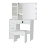 Artiss Dressing Table Set Stool 10 Led Bulbs White Dylan