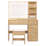 Dressing Vanity & Dressing Tables: Artiss Dressing Table LED Vanity Desk Set Stool Wood